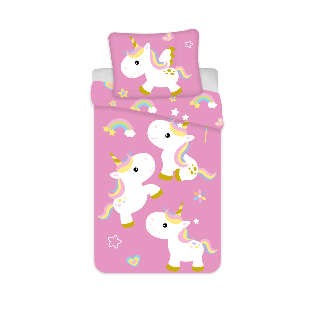 B - Junior sengetøj - 100% bomuld - 100x140 - Unicorn