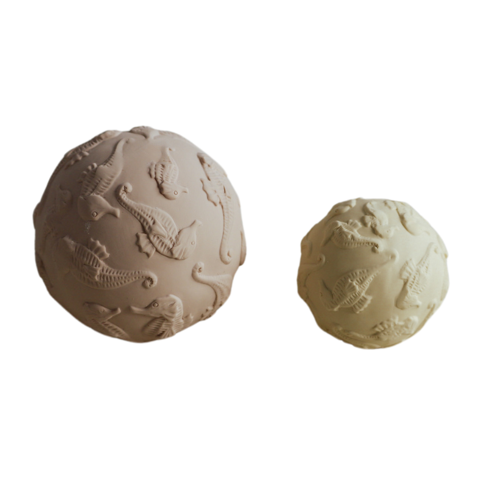 Natruba - 2-pak sansebolde med klokke - Naturgummi - Gul