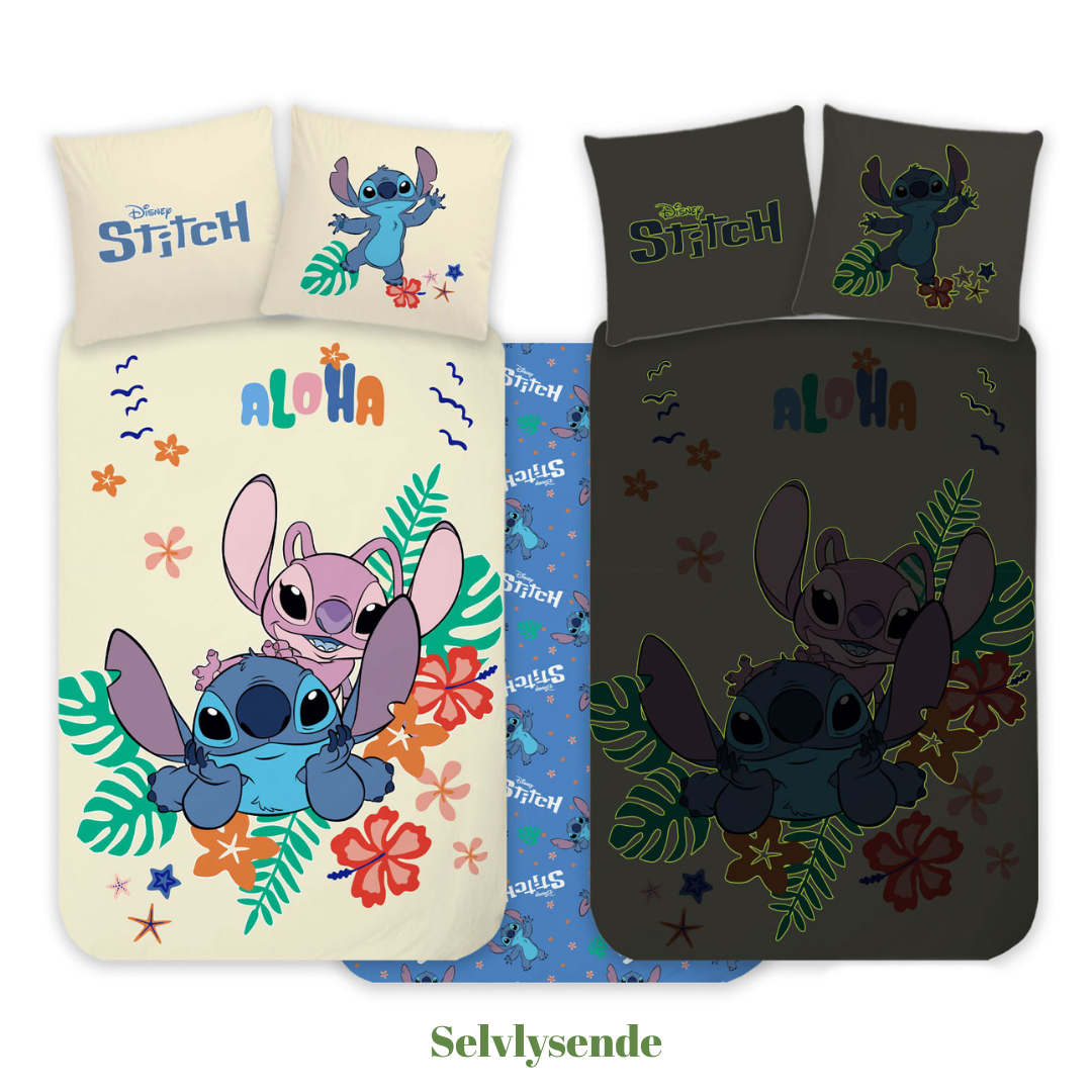 B - Junior sengetøj - Selvlysende sengetøj - 100x140 cm - 100% Bomuld - Lilo