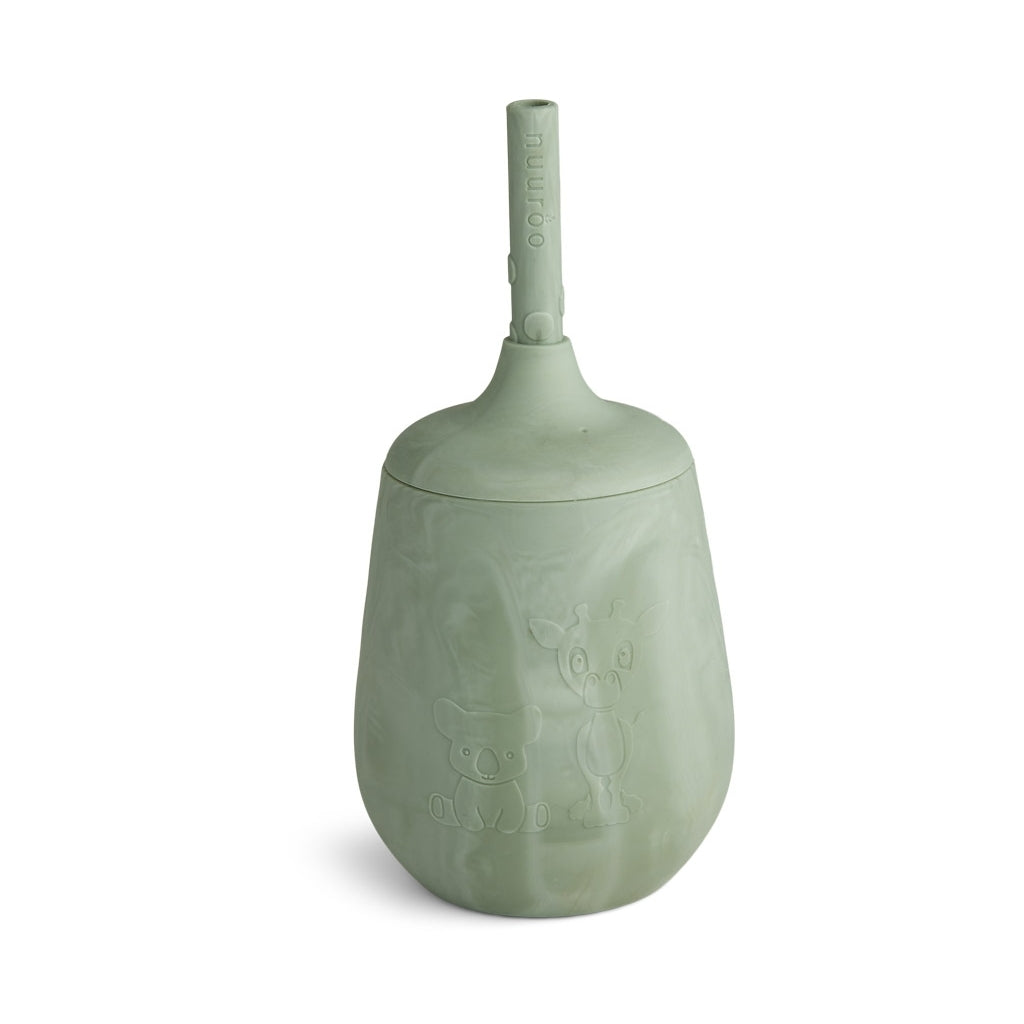 nuuroo - Silikone kop med sugerør til børn - 100% LFGB silikone - Green Light Mix