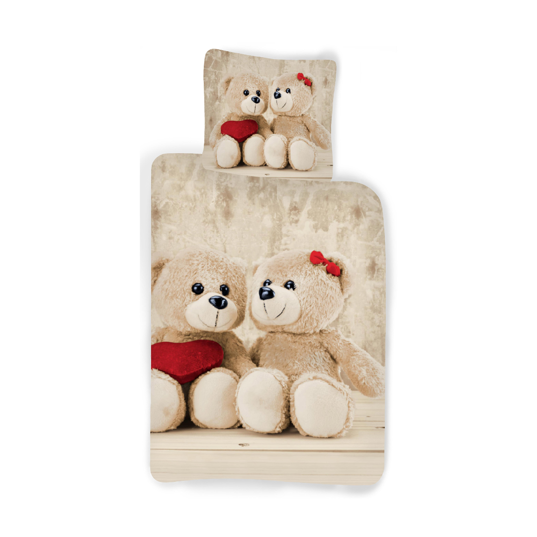 B - Junior sengetøj med bamser - 100x140 - Blødt bomuld