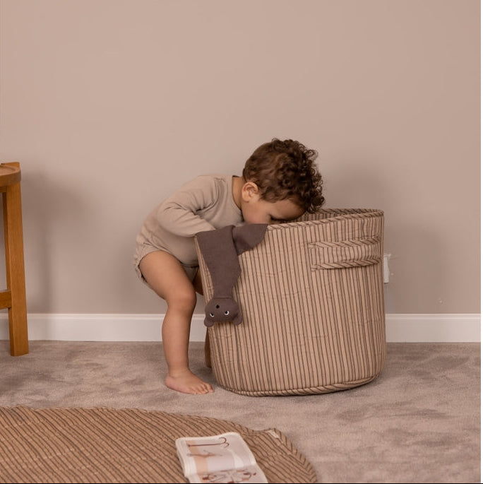 nuuroo - Quiltet opbevaringskurv - 38 cm - Økologisk bomuld - Cream stripe