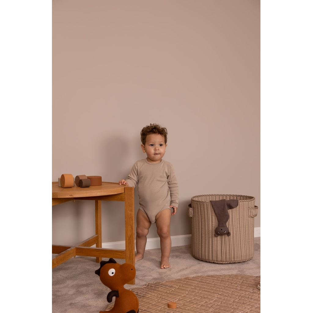 nuuroo - Quiltet opbevaringskurv - 38 cm - Økologisk bomuld - Cream stripe