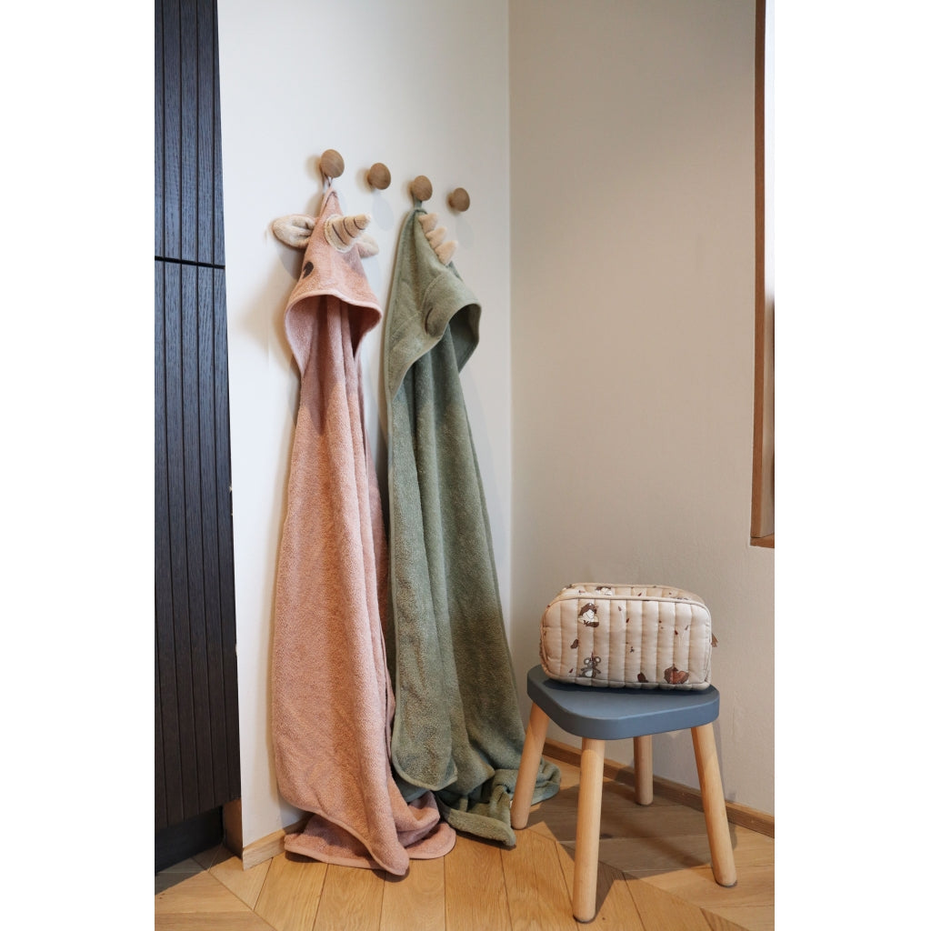 nuuroo - Junior håndklæde med hætte - 100% økologisk bomuld - Light green dino