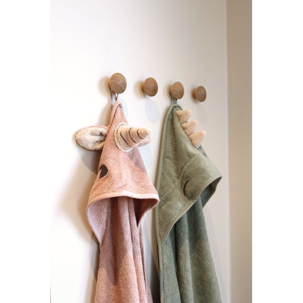 nuuroo - Junior håndklæde med hætte - 100% økologisk bomuld - Light green dino