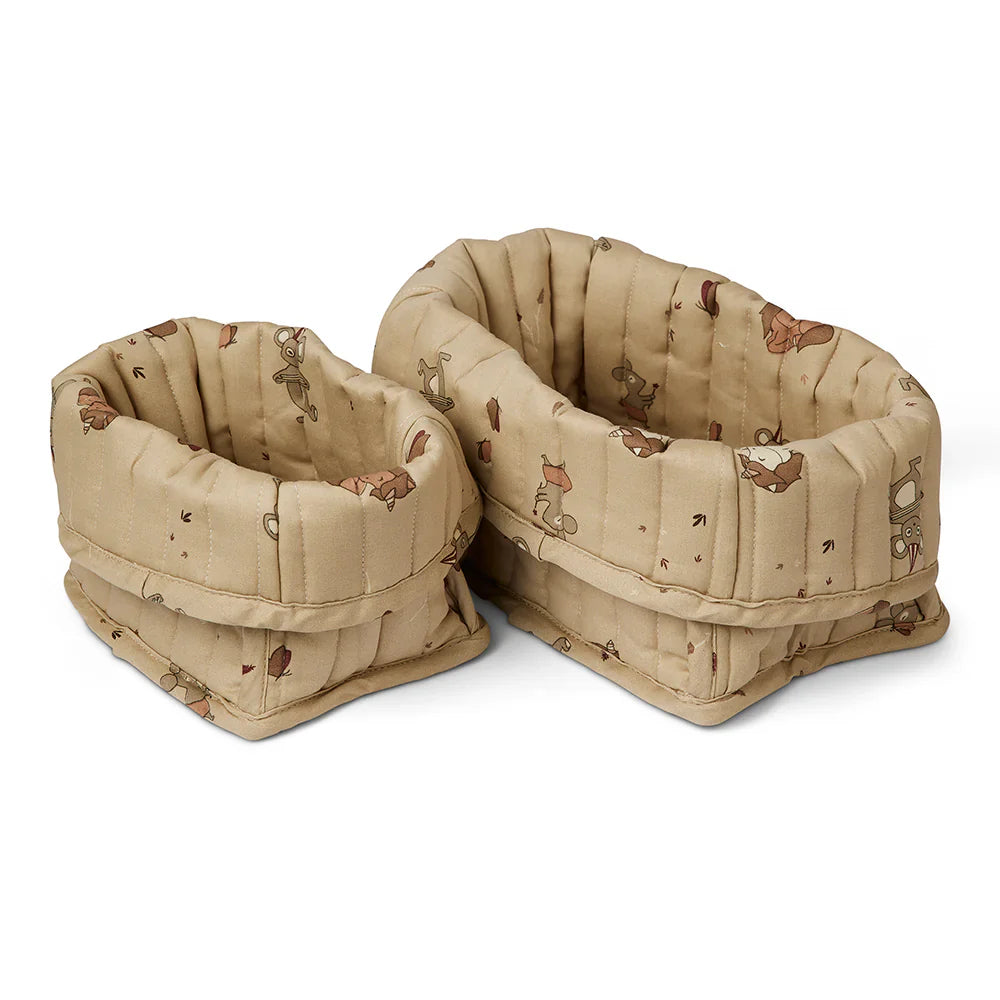 nuuroo - Quiltet opbevaringskurv - 2-pak - Økologisk bomuld - Unicorn