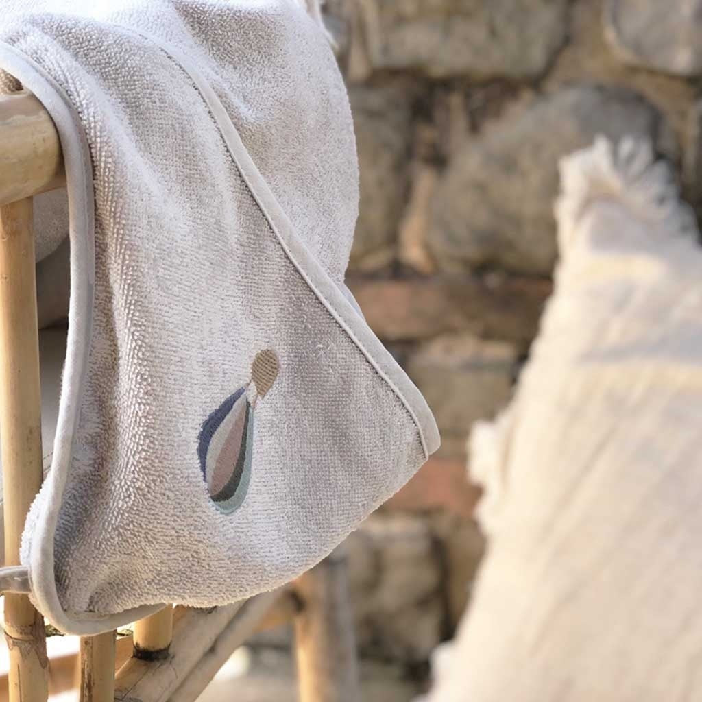 Petu Petu - Beige håndklæde med hætte til børn - Bomuld - Luftballon