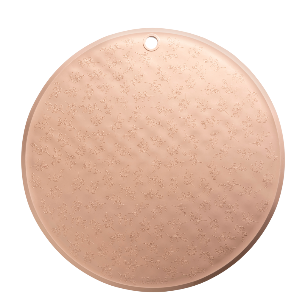 Natruba - Bademåtte med blad mønster - Ø50 cm - Rose