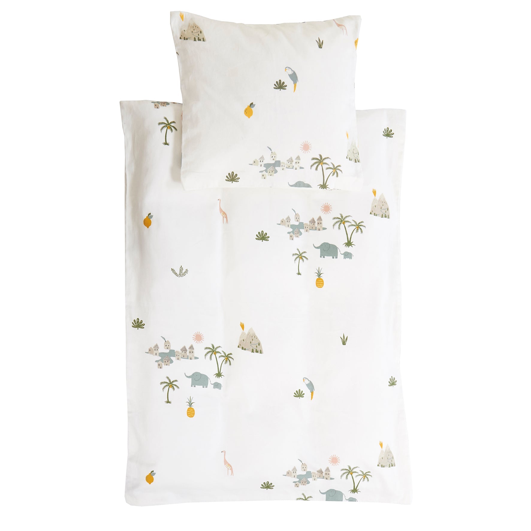 Roommate - Baby sengetøj - 100% økologisk bomuldssatin - 70x100 40x45 cm - Tropical