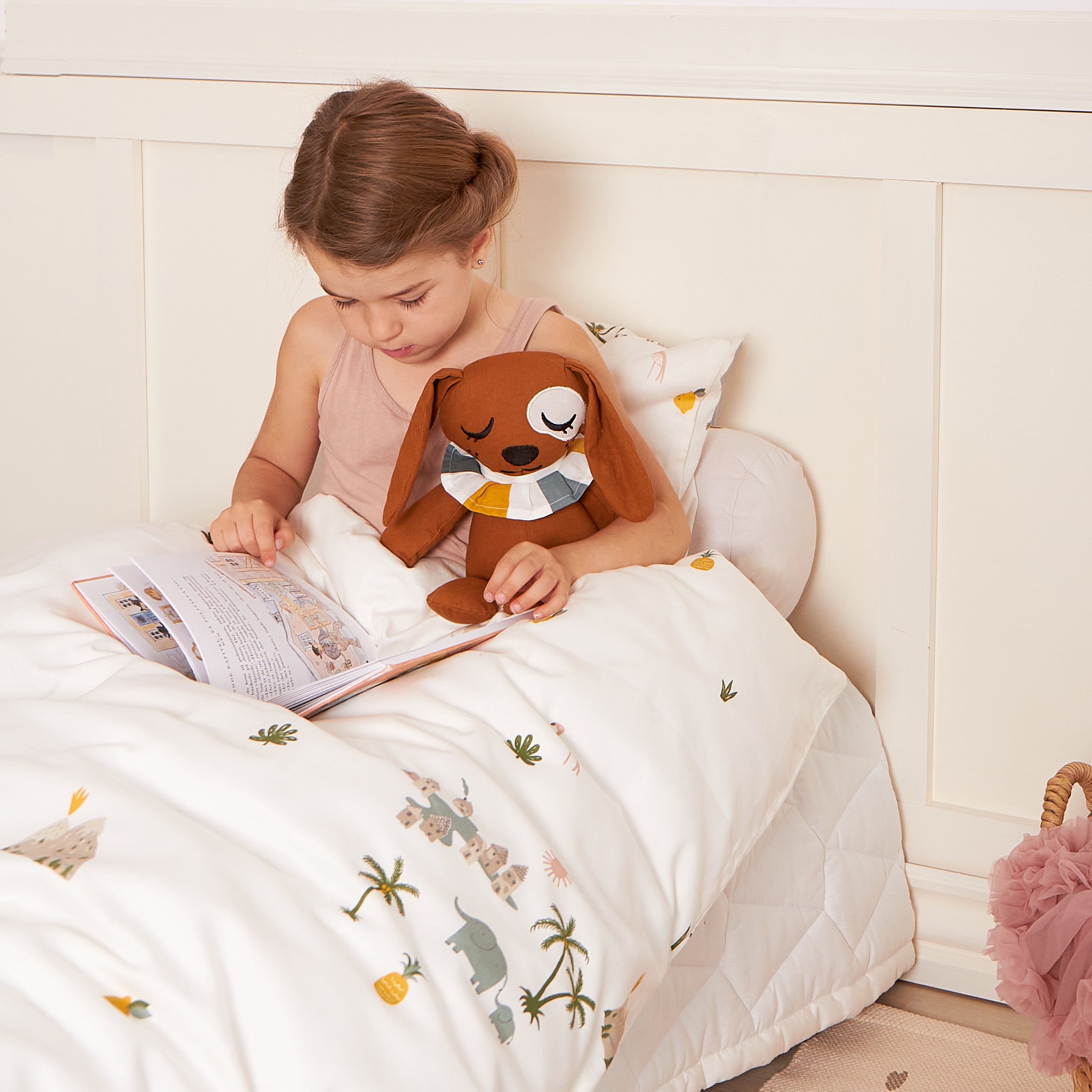 Roommate - Junior sengetøj - 100% økologisk bomuldssatin - 100x140 40x45 cm - Tropical