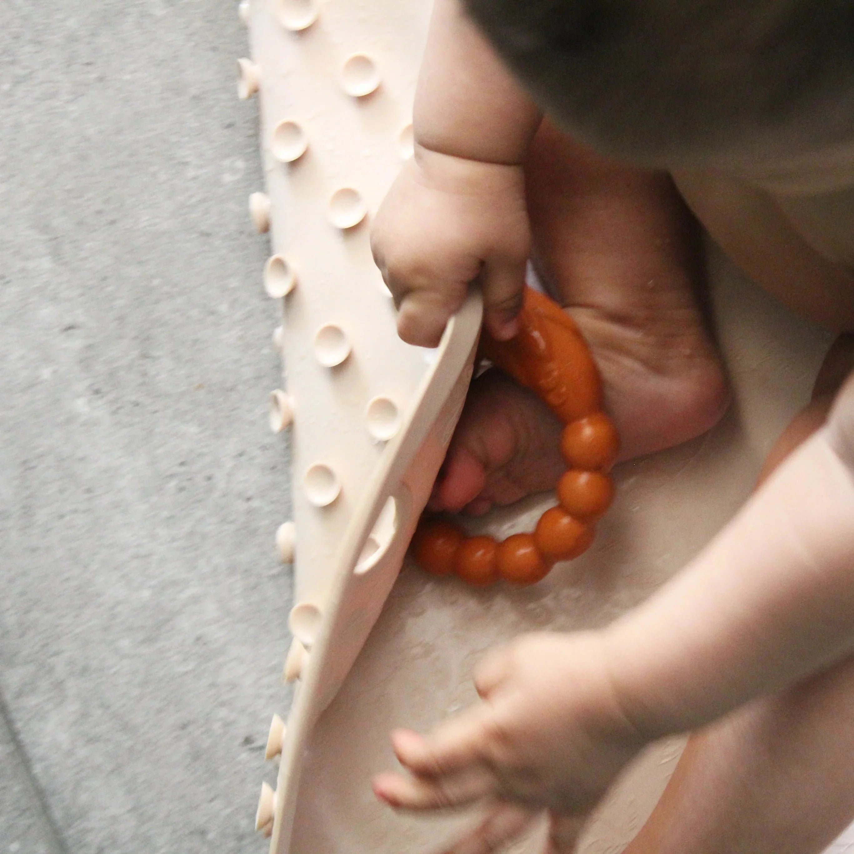 Natruba - Bademåtte med blad mønster - Ø50 cm - Rose