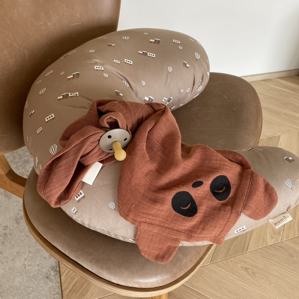 nuuroo - 2-pak stofbleer med øre - 100% økologisk bomuld - 70x70 cm - Caramel Café