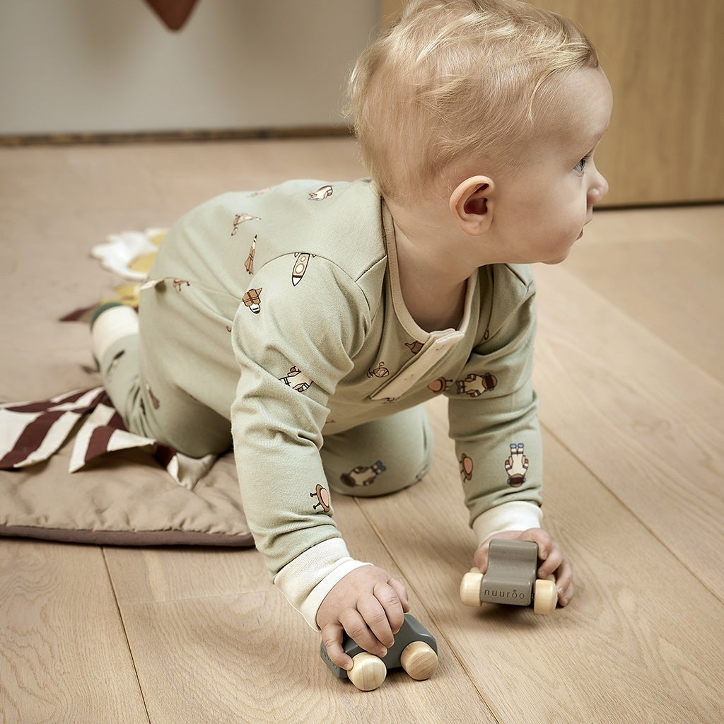 nuuroo - Træbiler i bøgetræ - 2-pak - Blå/grå