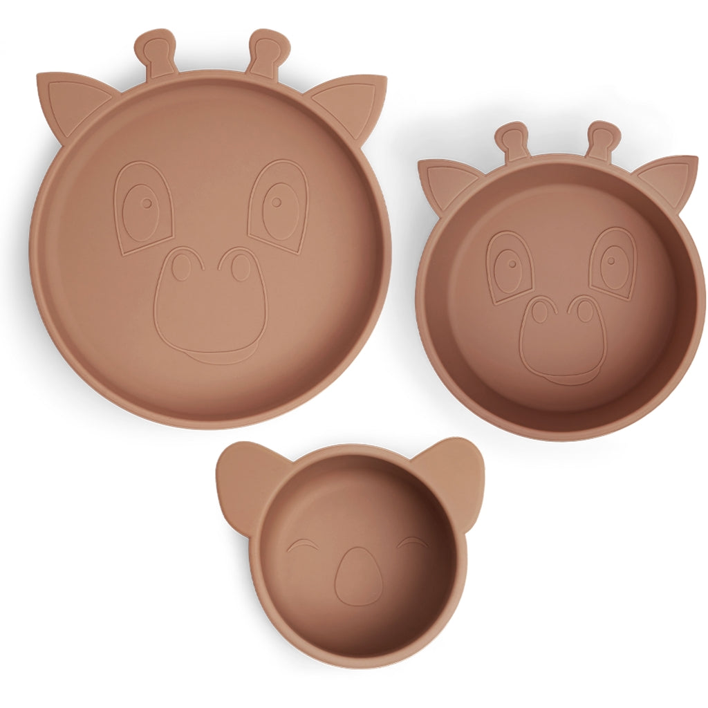 nuuroo - Silikone spisesæt - 3-pak - 100% LFGB silikone - Chocolate malt