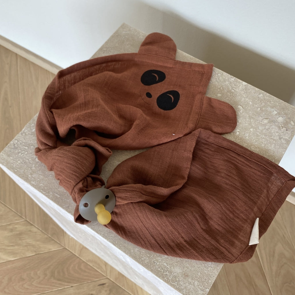 nuuroo - 2-pak stofbleer med øre - 100% økologisk bomuld - 70x70 cm - Caramel Café