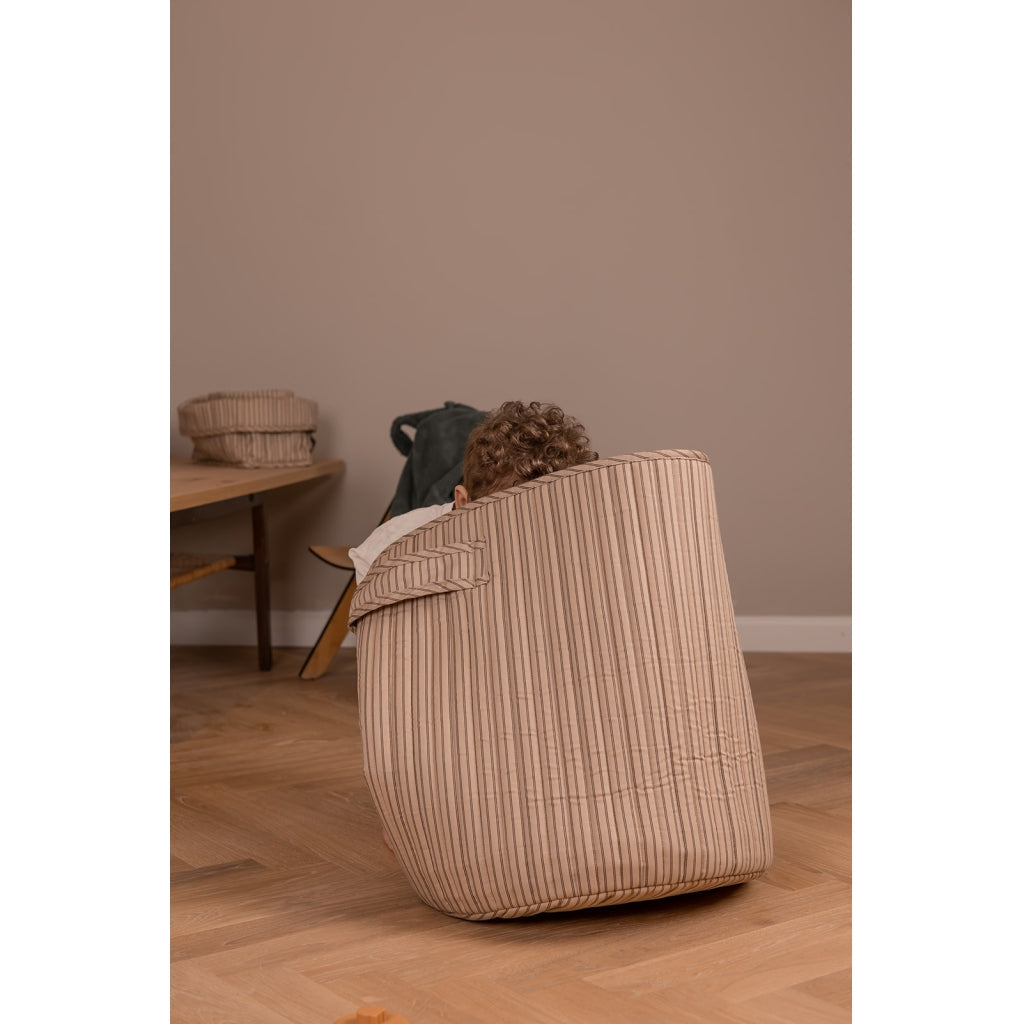 nuuroo - Quiltet opbevaringskurv - 46 cm - Økologisk bomuld - Cream Stripe
