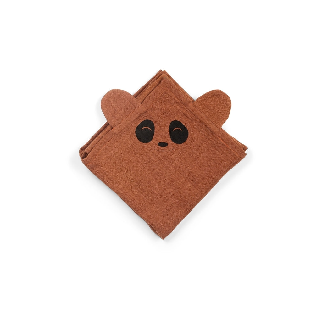 nuuroo - 2-pak stofbleer med øre - 100% økologisk bomuld - 70x70 cm - Caramel Café