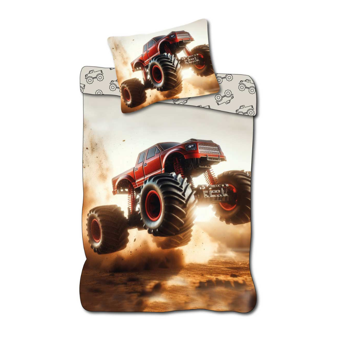 B - Senior sengetøj - 140x200 cm - 100% bomuld - Monster Truck