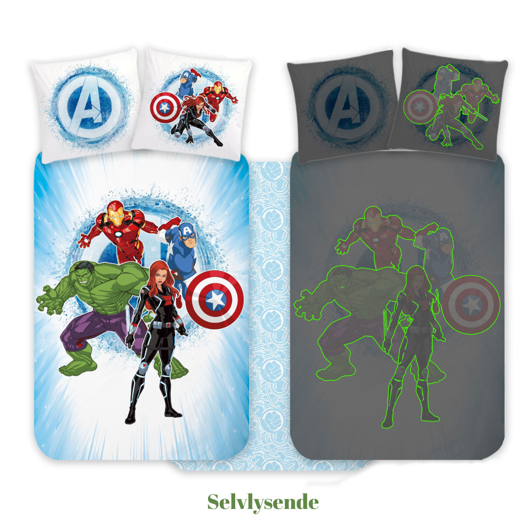 B - Junior sengetøj - Selvlysende sengetøj - 100x140 cm - 100% Bomuld - Avengers