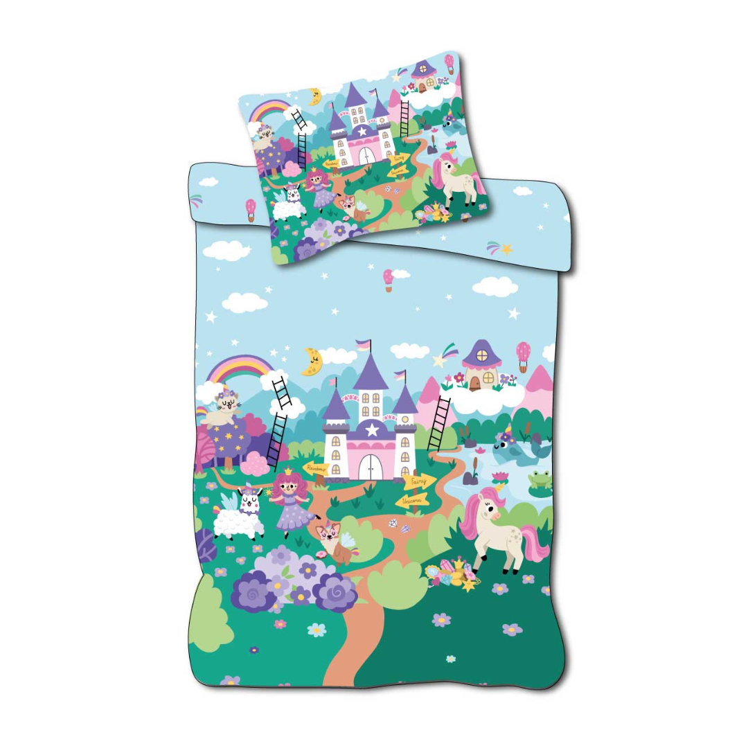 B - Junior sengetøj - 100% bomuld - 100x140 - Eventyr