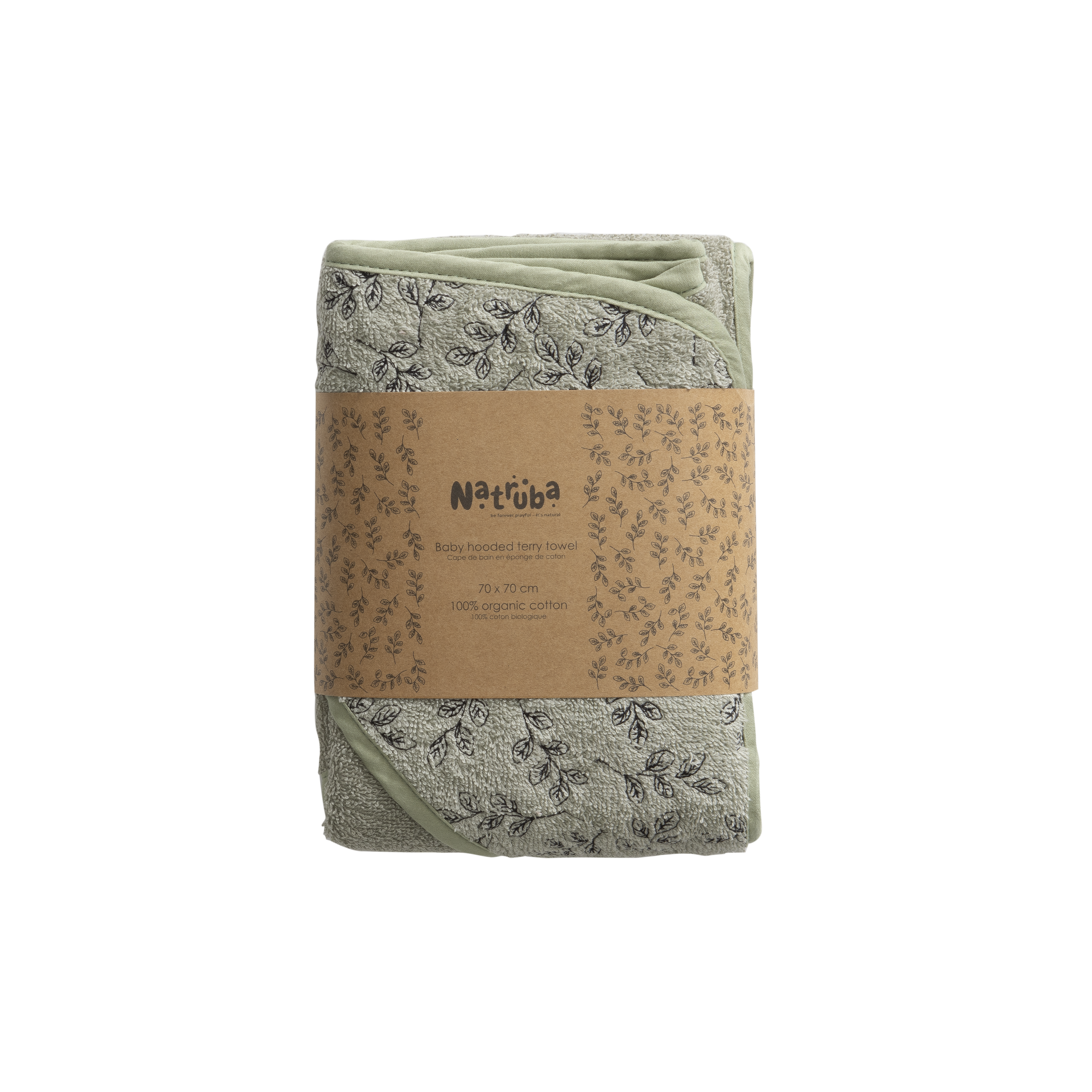 Natruba - 2-pak stofbleer - 100% økologisk bomuldsmusselin - 65x65 cm - Grøn