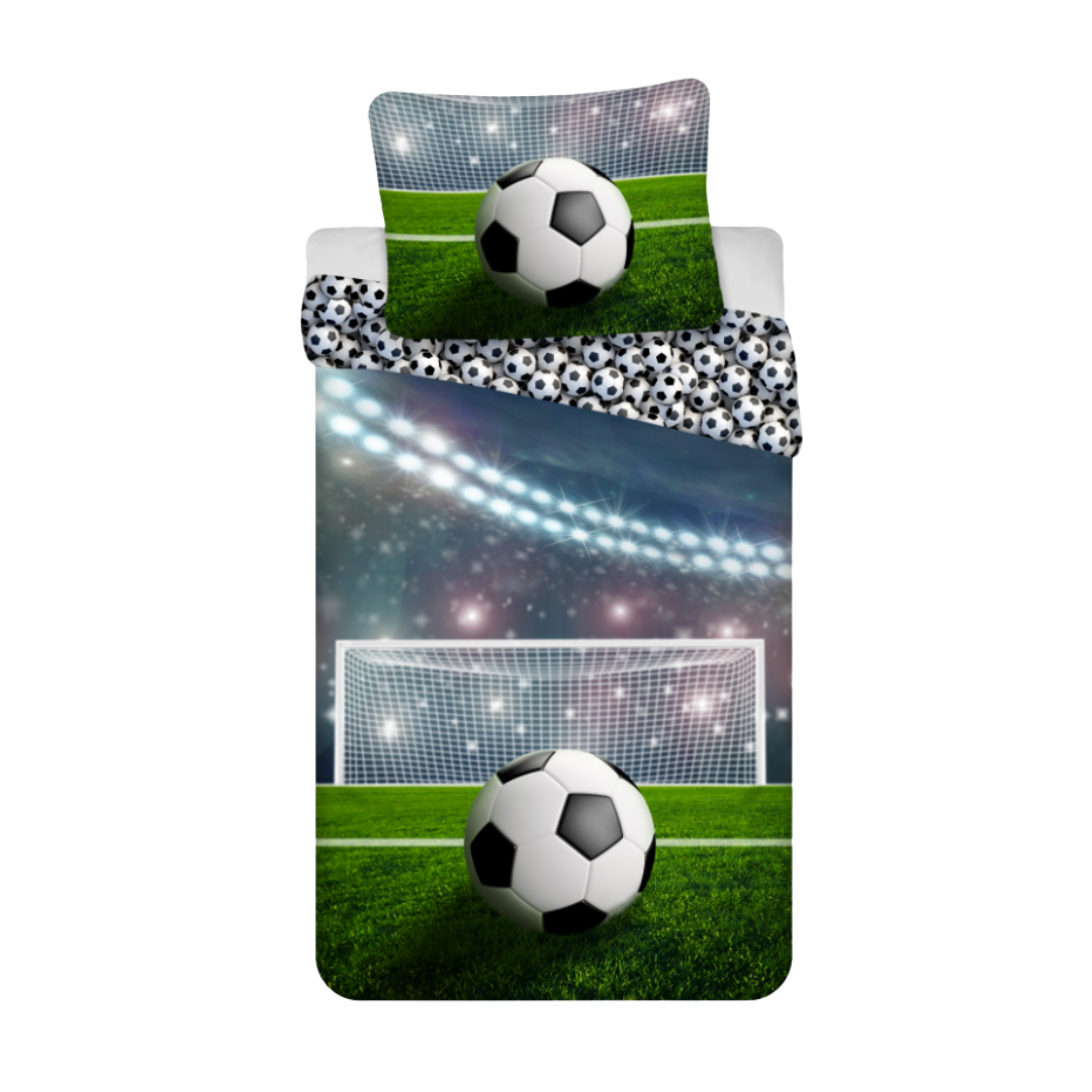 B - Junior sengetøj - 100% bomuld - 100x140 - Fodbold