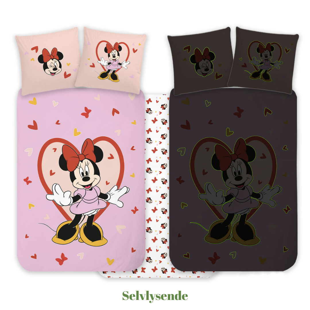 B - Junior sengetøj - Selvlysende sengetøj - 100x140 cm - 100% Bomuld - Minnie