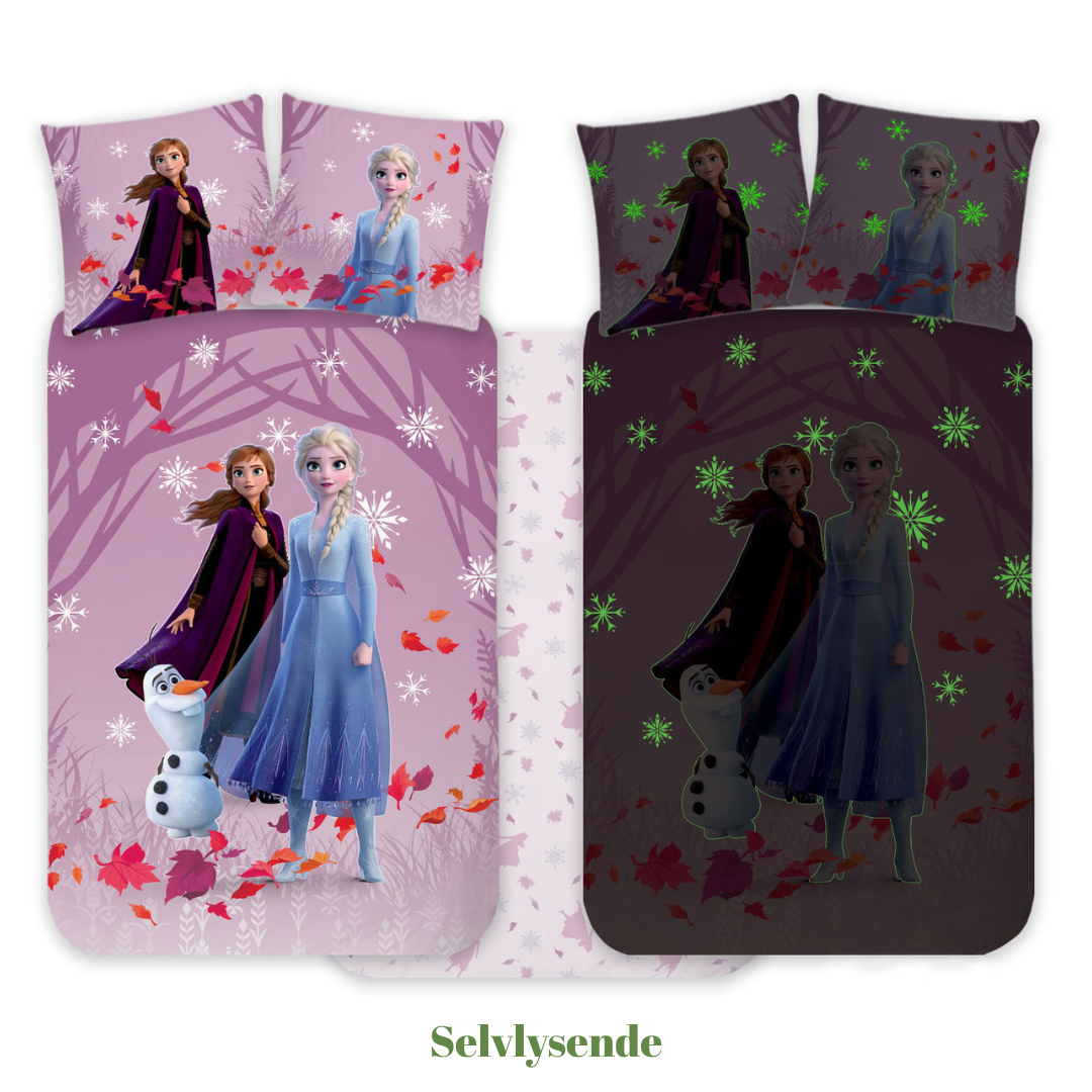 B - Junior sengetøj - Selvlysende sengetøj - 100x140 cm - 100% Bomuld - Frozen