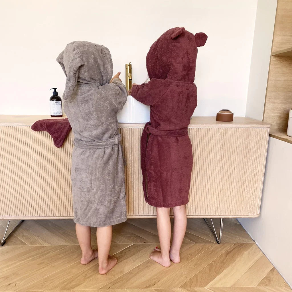 nuuroo - Frotté badekåbe til børn - 3-4 år - Økologisk bomuld - Mahogany