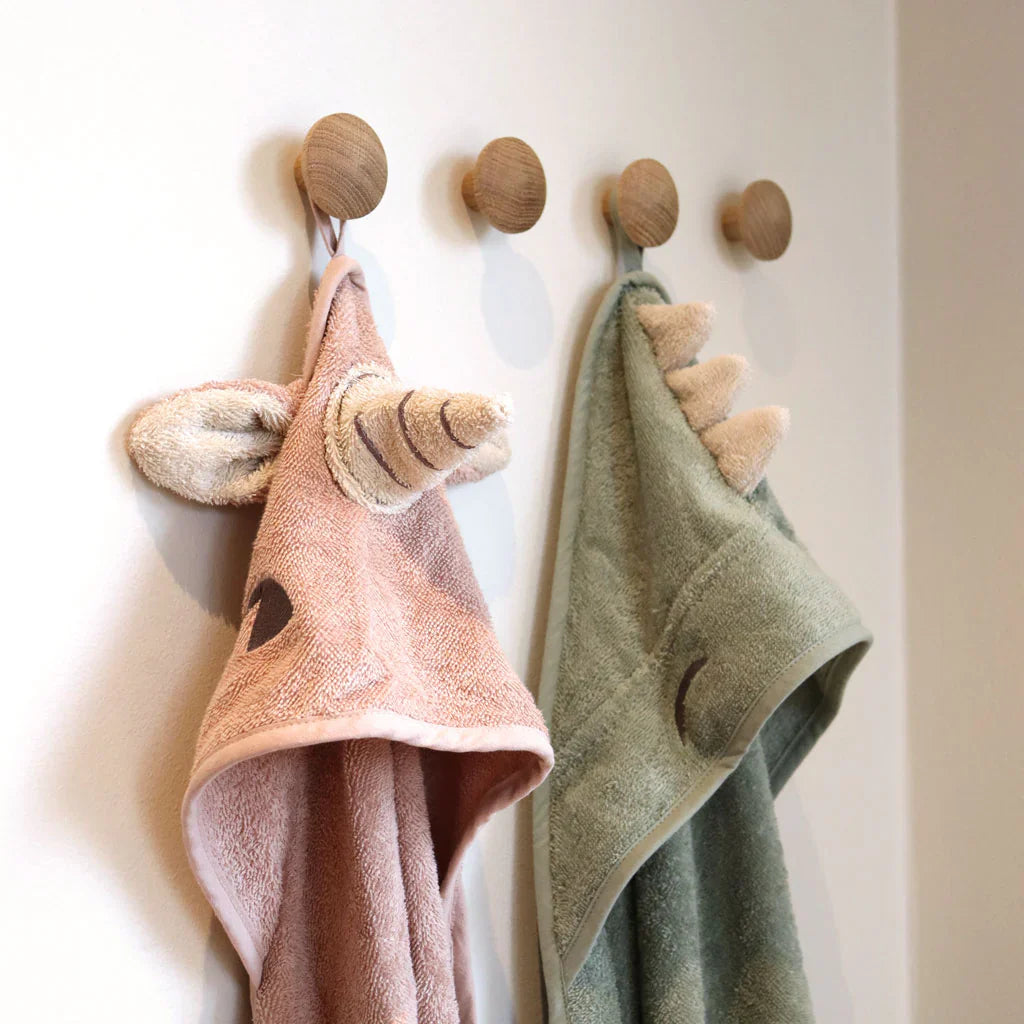 nuuroo - Baby håndklæde med hætte - 100% økologisk bomuld - Light green Dino