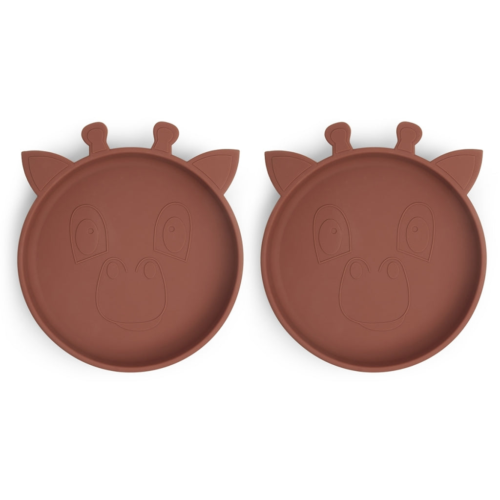 nuuroo - Silikone tallerken - 2-pak - 100% LFGB silikone - Mahogany giraf