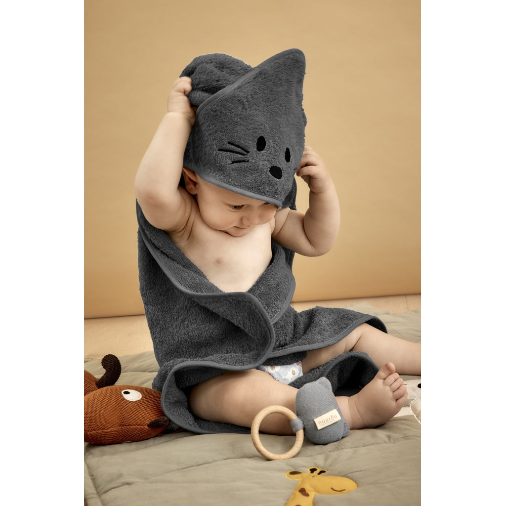 nuuroo - Junior håndklæde med hætte - 100% økologisk bomuld - Asphalt