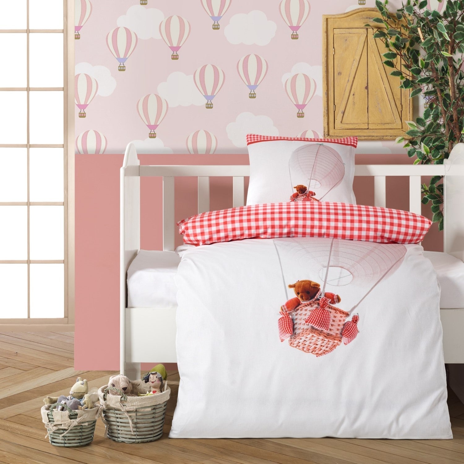 X - BySKAGEN - Juniorsengetøj - 100x140 cm - Pink ballon bjørn