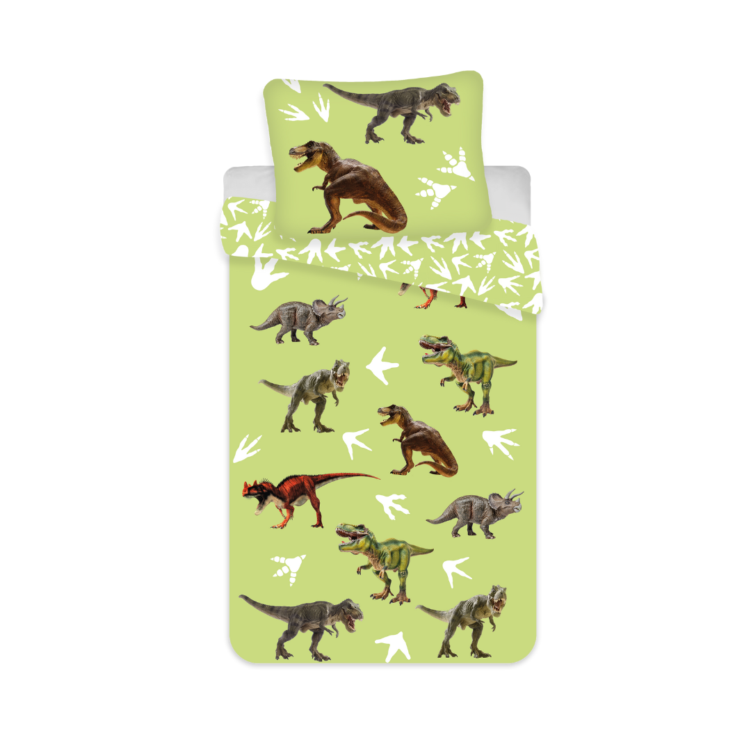 B - Junior sengetøj - 100% bomuld - 100x140 - Dinosaur