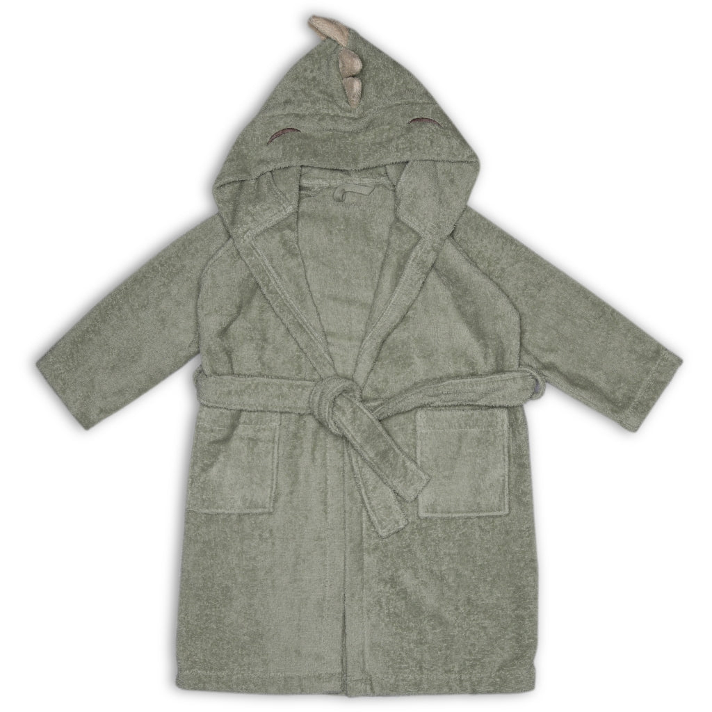 nuuroo - Frotté badekåbe til børn - 5-6 år - Økologisk bomuld - Light green dino