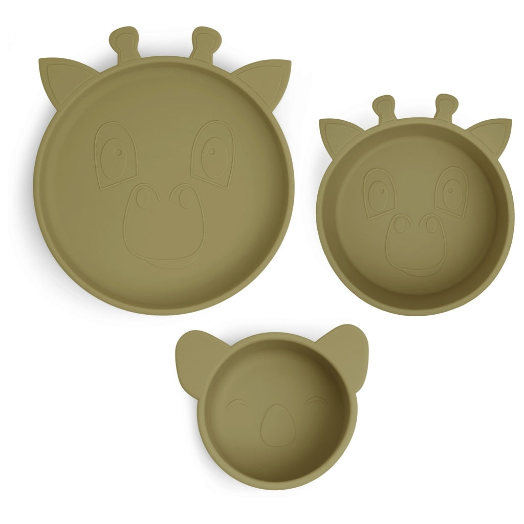 nuuroo - Silikone spisesæt - 3-pak - 100% LFGB silikone - Olive green