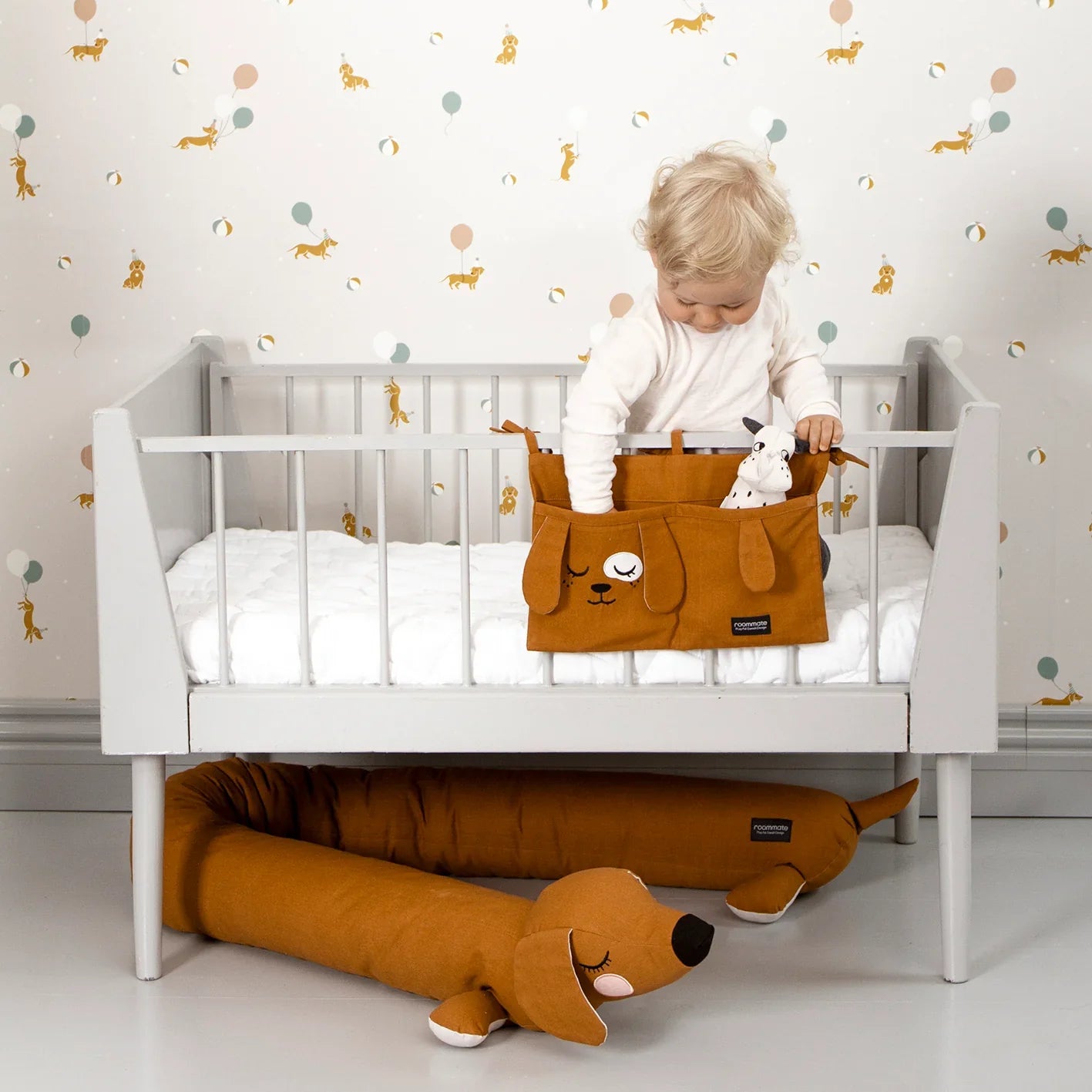 Roommate - Sengelomme - 2 lommer - Økologisk bomuld - Brun hund