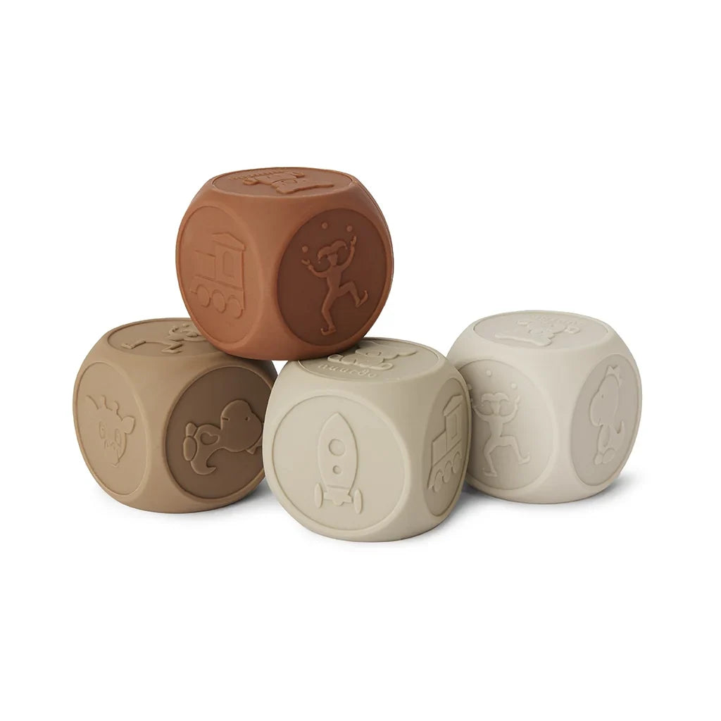 nuuroo - Silikone terninger - Børneterninger - 4-pak - Brun mix