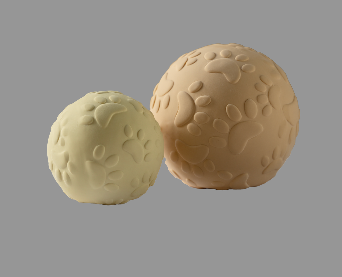 Natruba - 2-pak sansebolde med klokke - Naturgummi - Gul