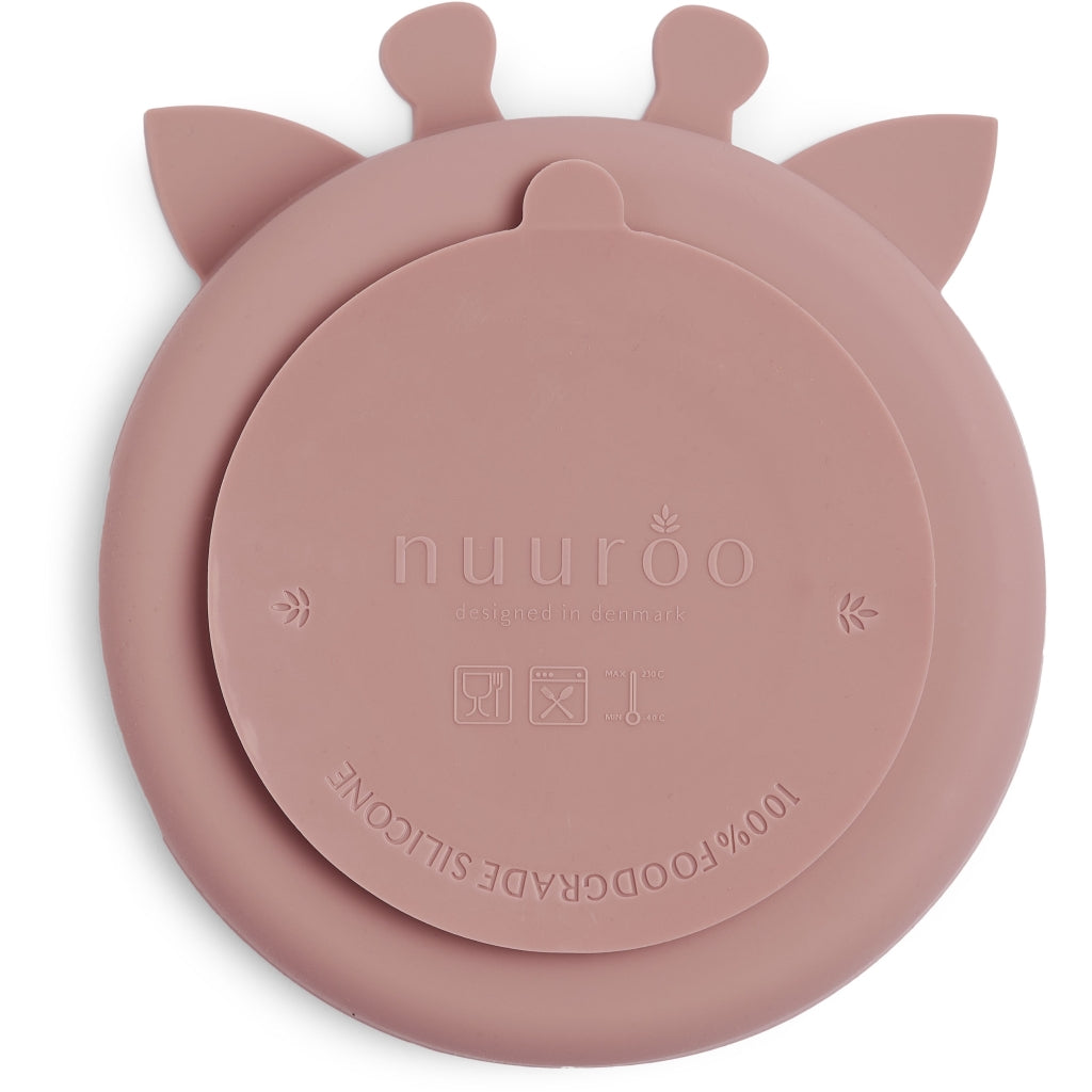 nuuroo - Ruminddelt silikone tallerken - 100% LFGB silikone - Woodrose