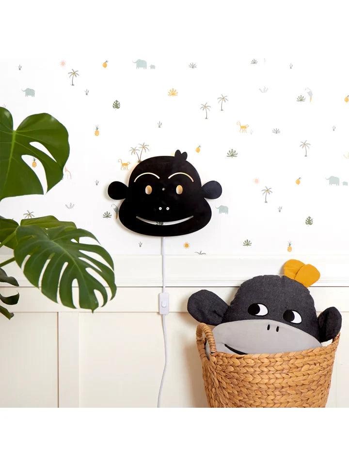 Roommate - Væglampe til børn - Abe lampe - 23x25 cm - Sort