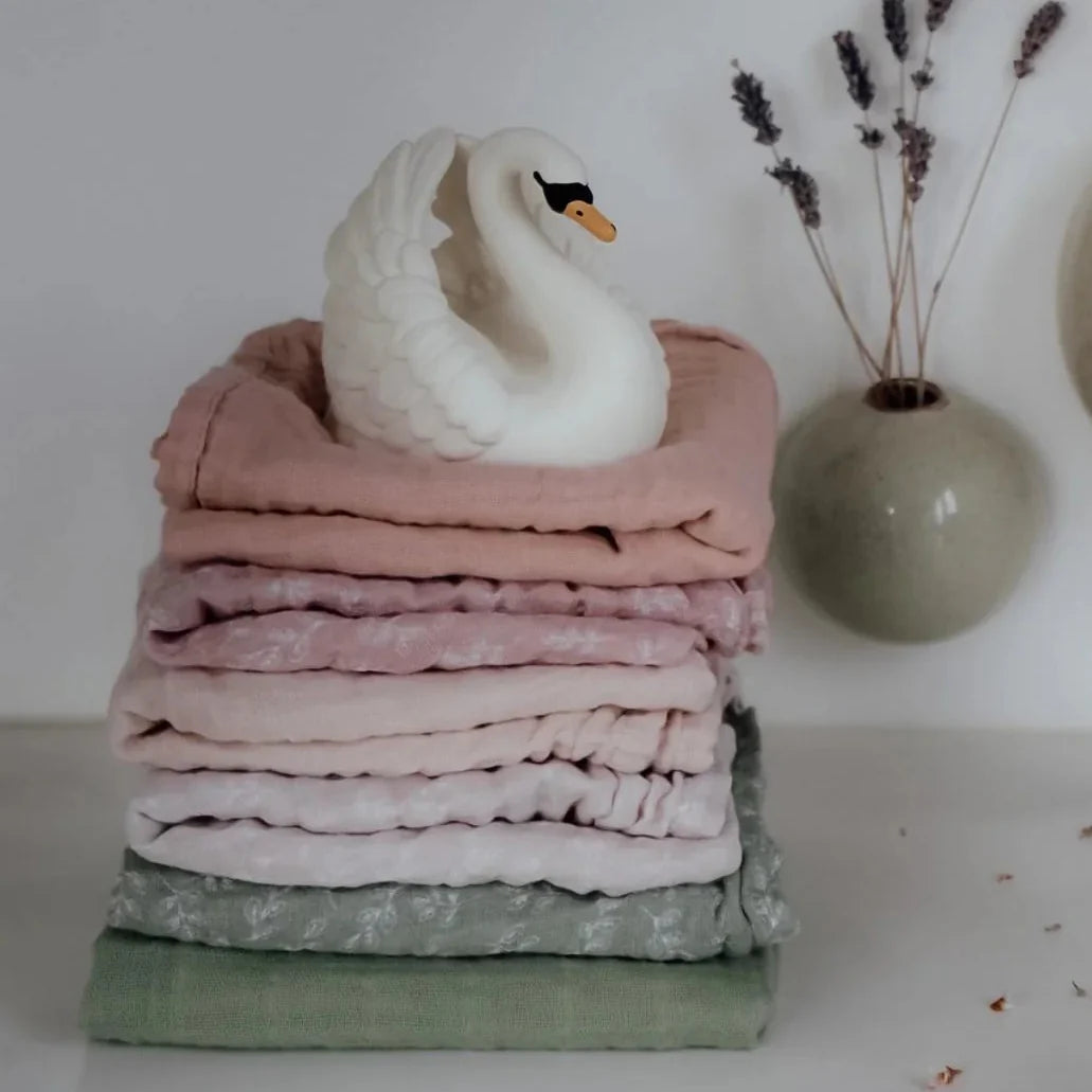 Natruba - 2-pak stofbleer - 100% økologisk bomuldsmusselin - 65x65 cm - Grøn